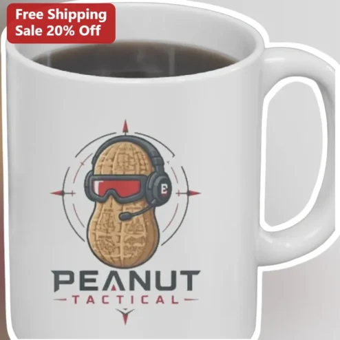 Peanut Tactical Mug Funny Military Style Coffee Cup Gift for Veterans and Meme Lovers