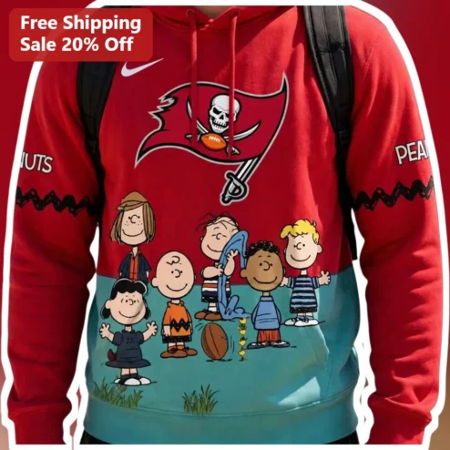 Peanuts Characters Football Pirate Skull Hoodie Vintage Cartoon Sports Sweatshirt