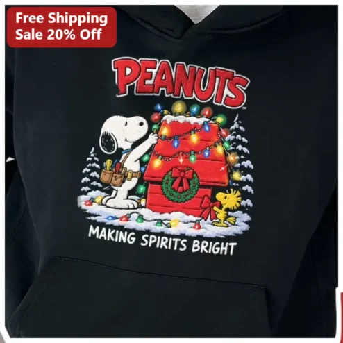 PEANUTS Making Spirits Bright Snoopy Christmas Hoodie available at our Chicago, Illinois warehouse