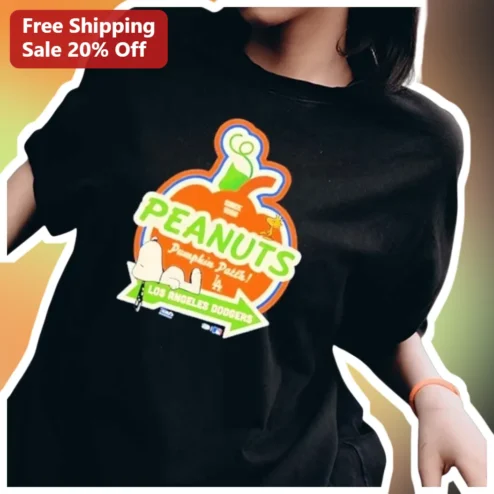 PEANUTS Pumpkin Patch Los Angeles Dodgers Tee Snoopy Baseball Fan Gift