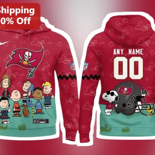 PEANUTS Tampa Bay Buccaneers Football Hoodie Charlie Brown Snoopy NFL Fan Apparel