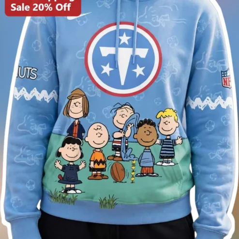 Peanuts Tennessee Titans Football Hoodie Charlie Brown Snoopy NFL Fan Gear Pullover