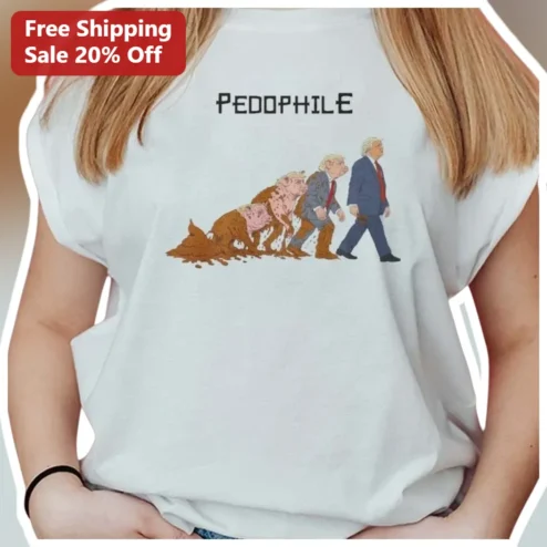 Pedophile Donald Trump Evolution Satire Graphic Tee Anti-Political Protest Shirt