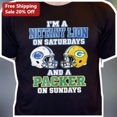 Penn State Nittany Lion Green Bay Packers Dual Fandom Tee Saturday Sunday Football Humor Shirt