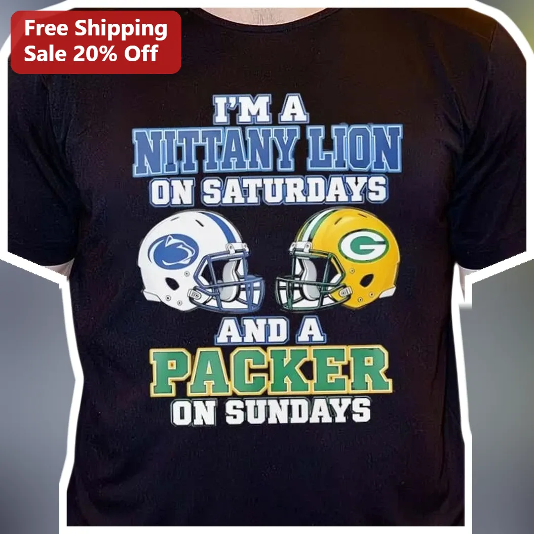 Penn State Nittany Lion Green Bay Packers Dual Fandom Tee Saturday Sunday Football Humor Shirt