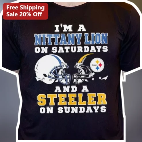 Penn State Nittany Lion Steelers Saturday Sunday Fan Graphic Tee