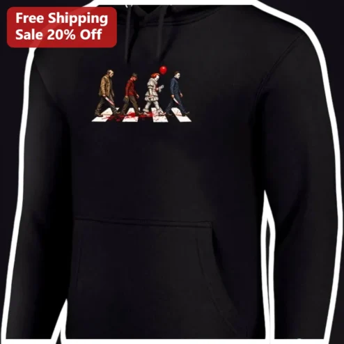 Pennywise IT Horror Movie Villains Abbey Road Parody Hoodie available at our Chicago, Illinois warehouse