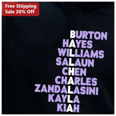 Personalized Name List Team Apparel Tee Custom Player Names Group Gift