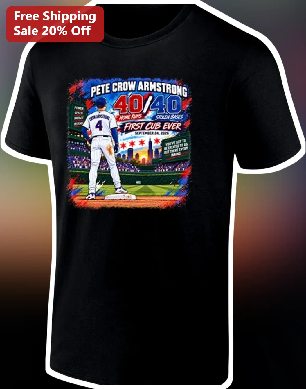 Pete Crow Armstrong PCA 40/40 Home Runs Stolen Bases First Cub Ever Graphic Tee