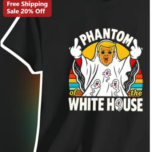 Phantom of the White House Donald Trump Ghost Graphic Tee Retro Satire Shirt