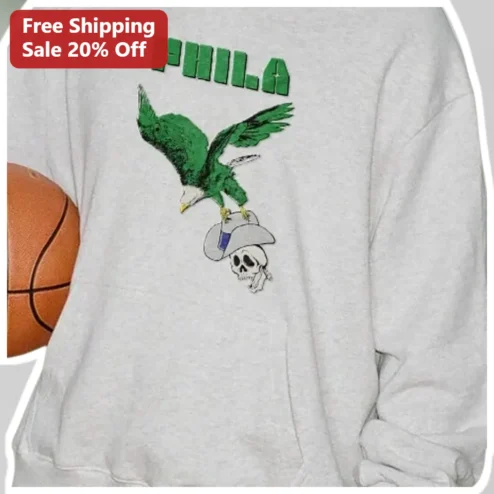 PHILA Vintage Distressed Eagle Sweatshirt Philadelphia Sports Fan Gift
