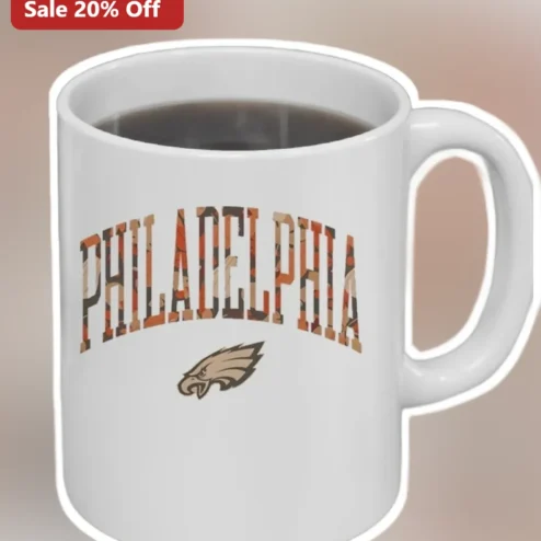 Philadelphia Eagles Camo Logo Ceramic Mug NFL Fan Coffee Cup Gift