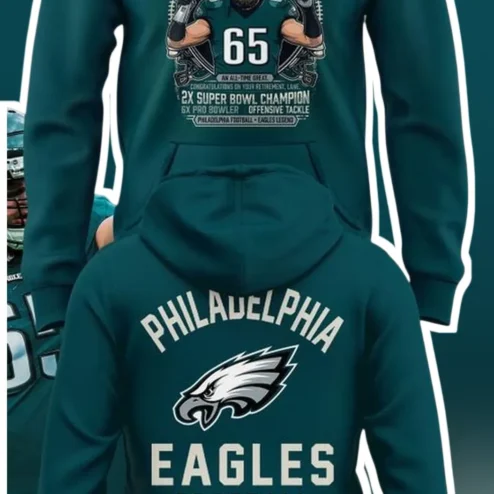 Philadelphia Eagles Football Hoodie Lane Johnson Retirement Tribute NFL Fan Apparel