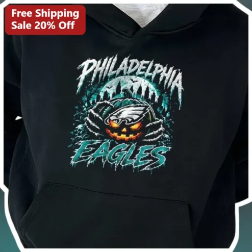 Philadelphia Eagles Halloween Pumpkin Zombie Hoodie Black Pullover NFL Fan Gift