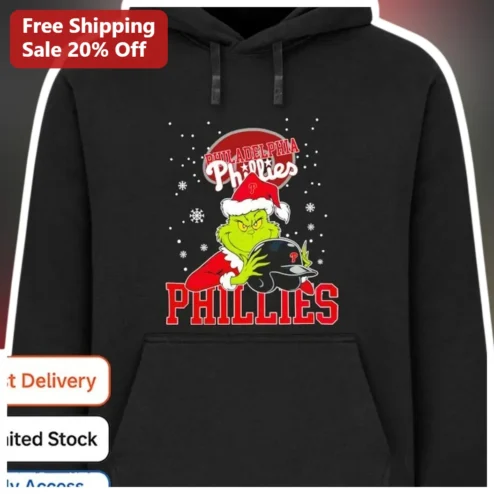 Philadelphia Phillies The Grinch Hoodie Funny Christmas Baseball Fan Gear