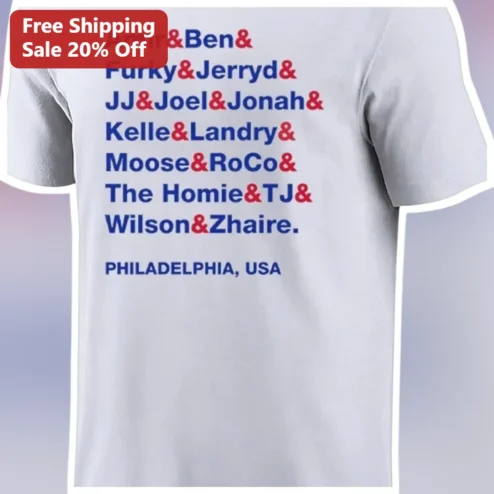 PHILADELPHIA, USA Custom Name Team Roster Tee Personalized Gift for Men Women available at our Chicago, Illinois warehouse