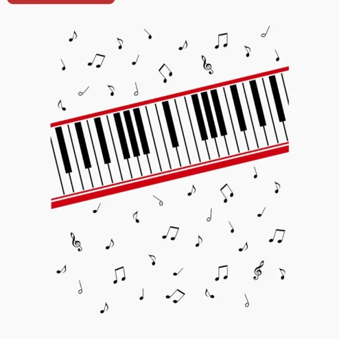 Piano Keys and Music Notes Design Decal for Musicians and Piano Players