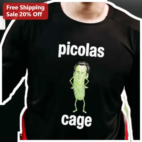 Picolas Cage Nicolas Cage Pickle Pun Graphic Tee Funny Movie Buff Gift