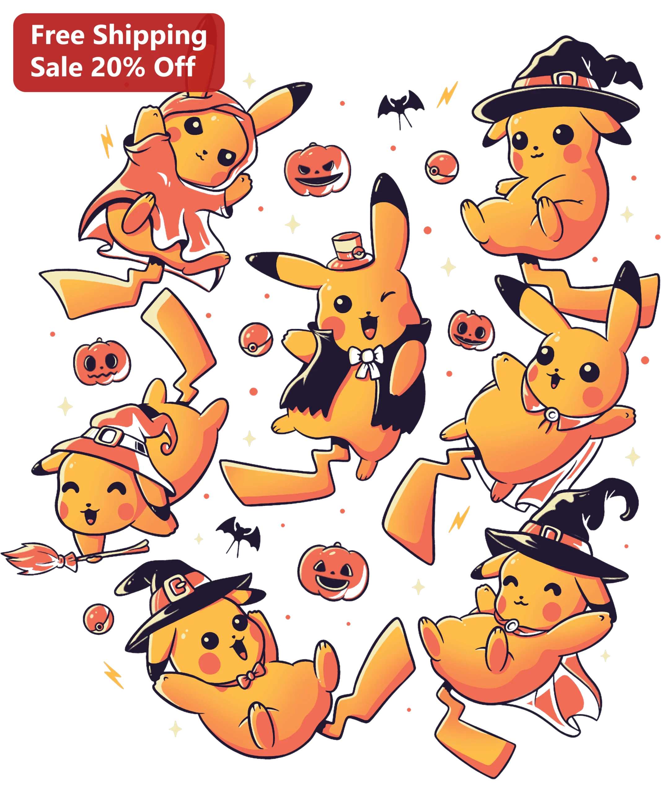 Pikachu Digital Art Halloween Costume Pattern Vector Illustration Download