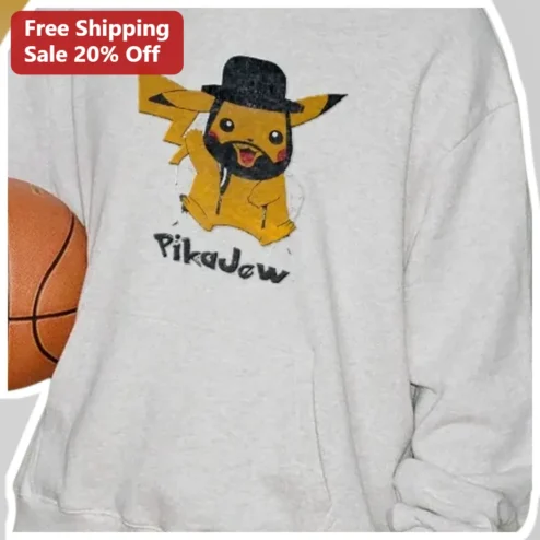 PikaJew Pikachu Parody Hoodie Funny Pokemon Meme Gift for Gamers Anime Fans