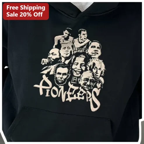 Pioneers Hoodie Vintage Collegiate Collage Graphic Pullover for Men Women History Sports Fans