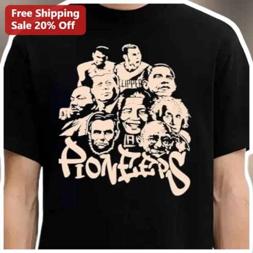 Pioneers Vintage Historical Figures Graphic Tee Abraham Lincoln Einstein MLK JFK Obama Retro Cotton Shirt