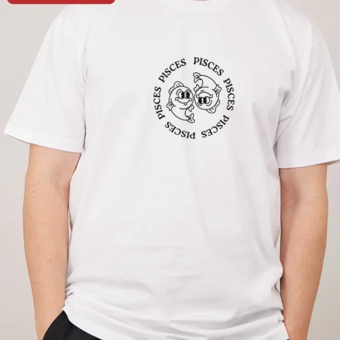 Pisces Zodiac Graphic Tee Cute Retro Cartoon Fish Design Gift for Men Women