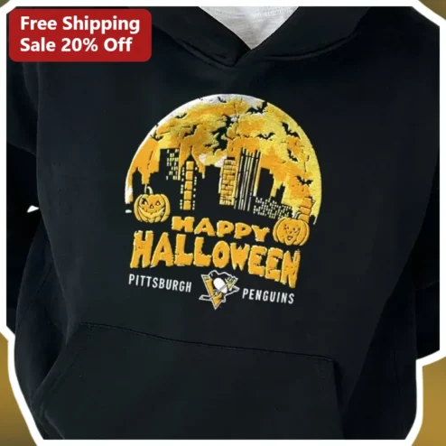 Penguins Halloween Hoodie Happy Hockey Fan Gift Spooky NHL Apparel