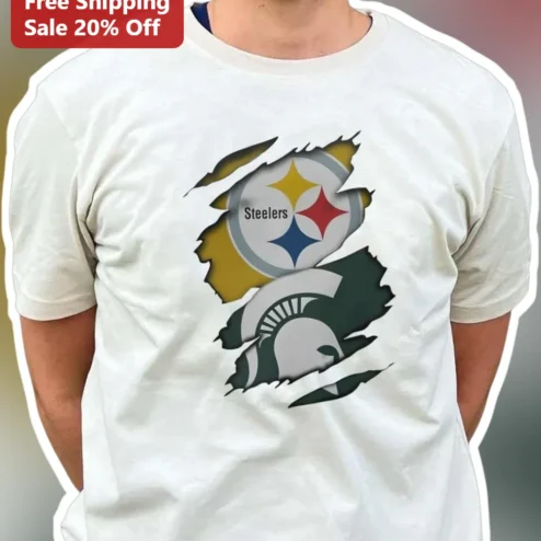 Steelers Michigan State Spartans Mashup Graphic Tee NFL College Football Fan Shirt