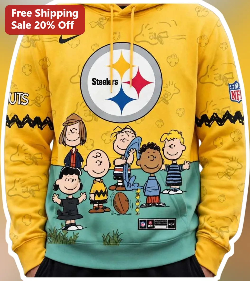 Steelers Peanuts Characters Pullover Hoodie NFL Fan Gear