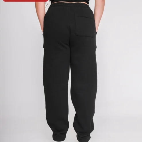 Customer in Chicago, Illinois wearing Plain Black Sweatpants Blank Heavyweight GSM Fleece Joggers Unisex Custom Base