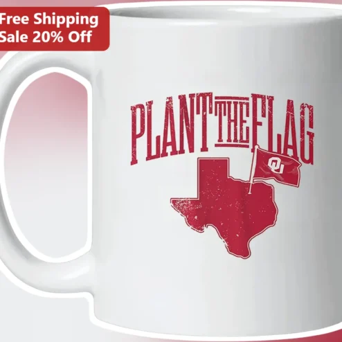 Plant the Flag Mug Texas State Outline OU Sooners Vintage Collegiate Coffee Cup Gift for Fans