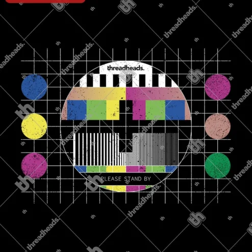 Please Stand By Retro TV Test Pattern Tee Distressed Vintage Broadcast Graphic Shirt
