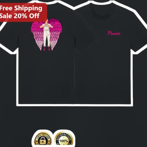 Plumes Tee Pink Angel Wings Fantasy Graphic T-Shirt for Women Men