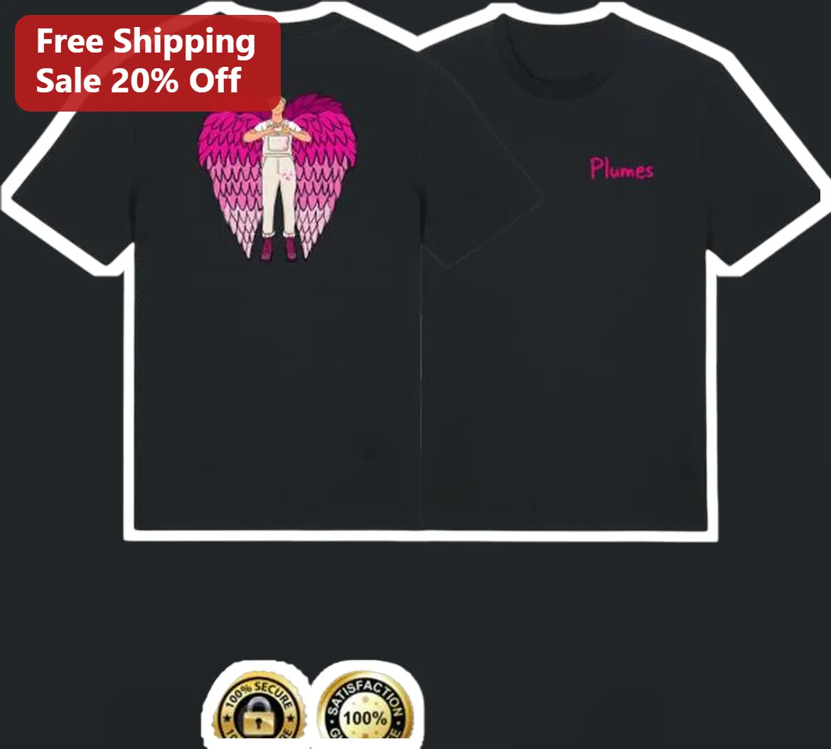 Plumes Tee Pink Angel Wings Fantasy Graphic T-Shirt for Women Men