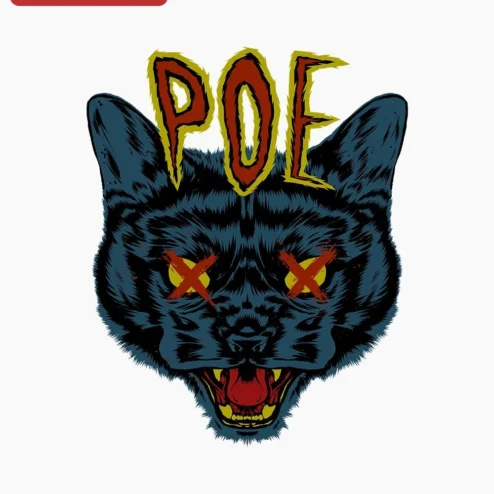 POF Tee Evil Cat Graphic T-Shirt for Men Women Grunge Punk Streetwear Apparel on a hanger, ready to ship from Chicago, Illinois