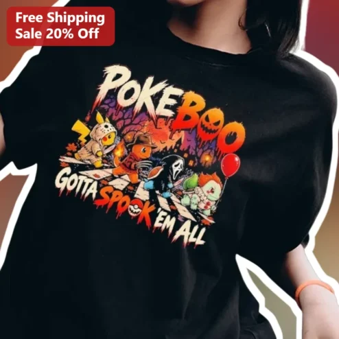 Pokeboo Gotta Spook 'Em All Pokemon Parody Halloween Graphic Tee