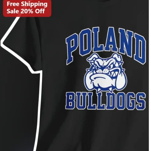 Poland Bulldogs Collegiate Mascot Graphic Tee for Students and Alumni