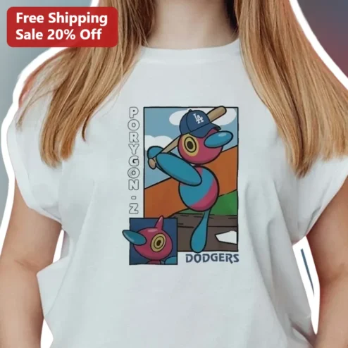 Porygon Dodgers Tee Vintage Baseball Graphic Shirt for Pokemon Fans