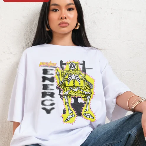 Positive Anarchy Tee Skeleton Electric Chair Graphic T-Shirt Punk Rock Alternative Streetwear Gift for Women Men
