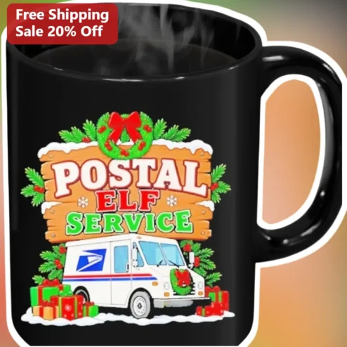 Postal Elf Service Mug Christmas Funny Mail Carrier Gift