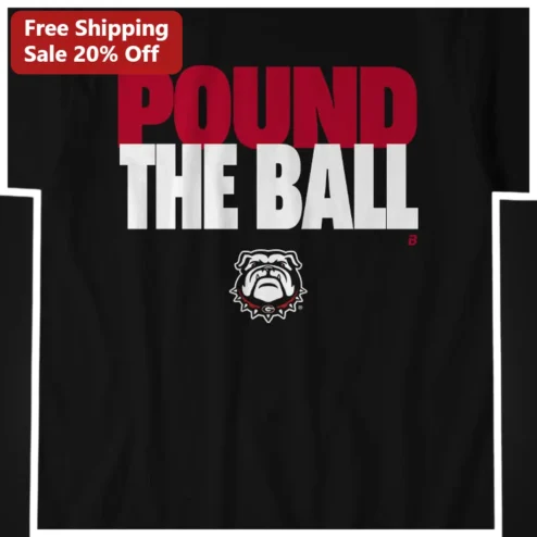 POUND THE BALL Tee Georgia Bulldogs Mascot Graphic Shirt UGA College Football Fan Apparel available at our Chicago, Illinois warehouse