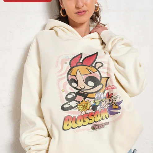 Customer in Chicago, Illinois wearing Powerpuff Girls Blossom Hoodie Retro Cartoon Fan Apparel