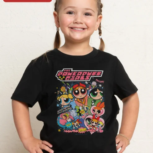 Powerpuff Girls Vintage Comic Book Collage Tee Blossom Bubbles Buttercup Graphic Shirt