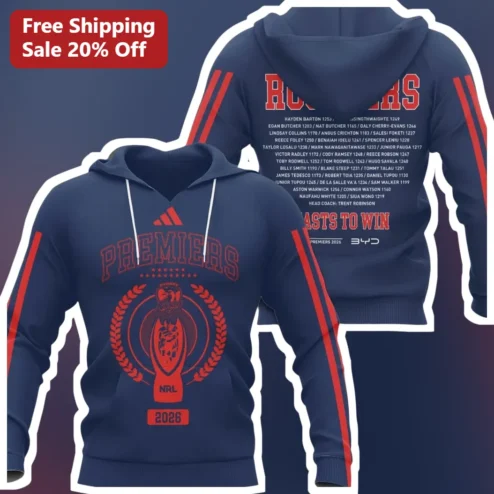 Premiers 2026 NRL Rugby League Hoodie Sydney Roosters Team Celebration Apparel