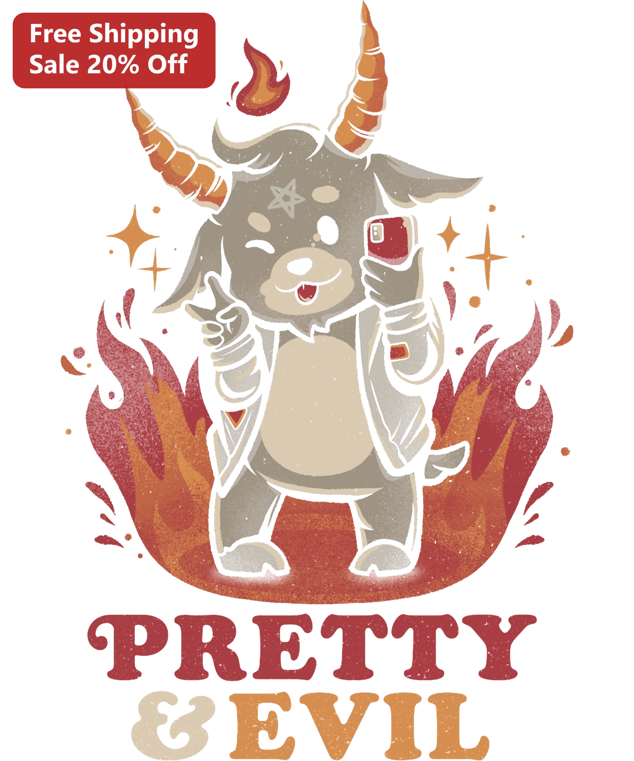 Pretty Evil Tee Cute Goat Baphomet Gothic Graphic Shirt Halloween Gift