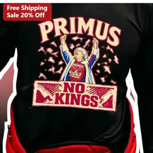 Primus No Kings Vintage Distressed Graphic Tee Anti-Monarchy Political Protest Shirt