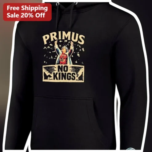 PRIMUS NO KINGS Vintage Distressed Hoodie Les Claypool Alternative Rock Protest Style