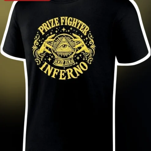 Prize Fighter Inferno Tee All Seeing Eye Vintage Gold Graphic T-Shirt