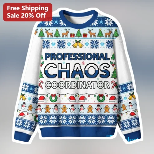Professional Chaos Coordinator Ugly Christmas Sweater Sweatshirt Crewneck Funny Holiday Gift for Teachers Parents